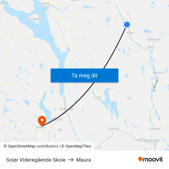 Solør Videregående Skole to Maura map