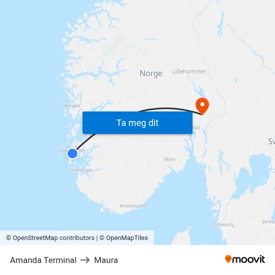 Amanda Terminal to Maura map