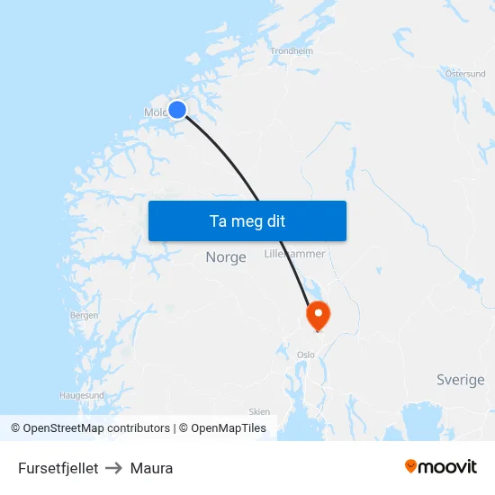 Fursetfjellet to Maura map