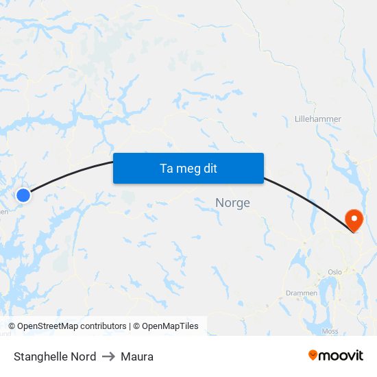 Stanghelle Nord to Maura map