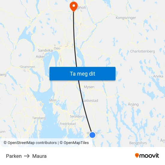 Parken to Maura map