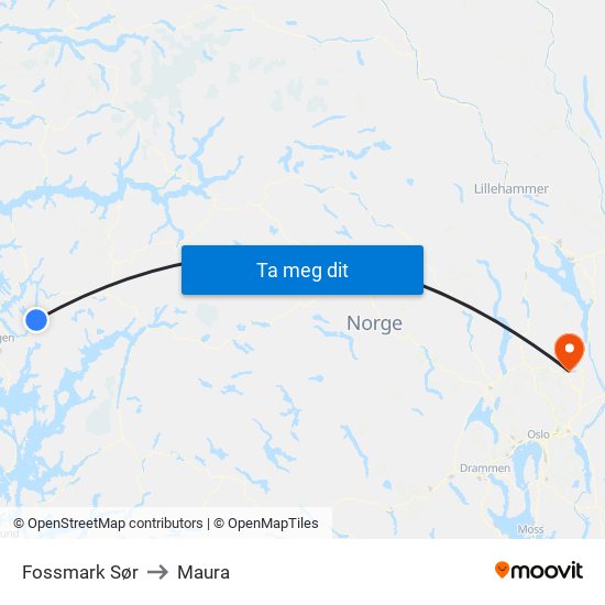 Fossmark Sør to Maura map