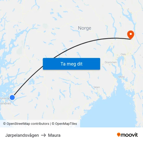 Jørpelandsvågen to Maura map