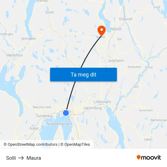 Solli to Maura map