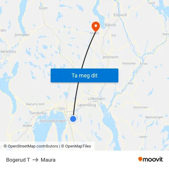 Bogerud T to Maura map