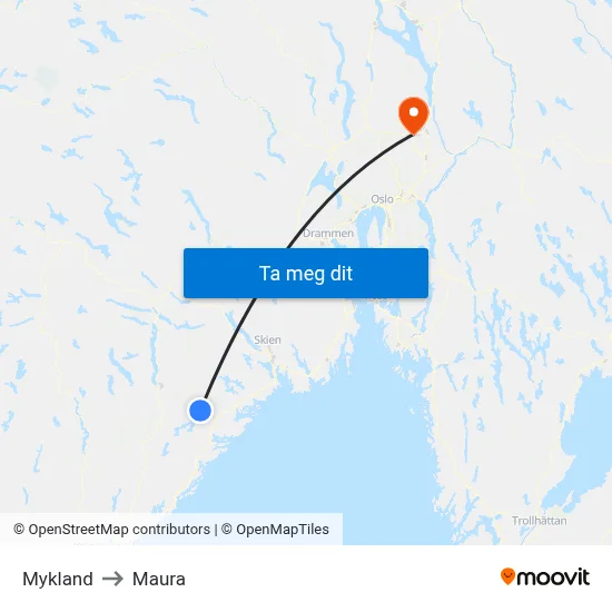 Mykland to Maura map