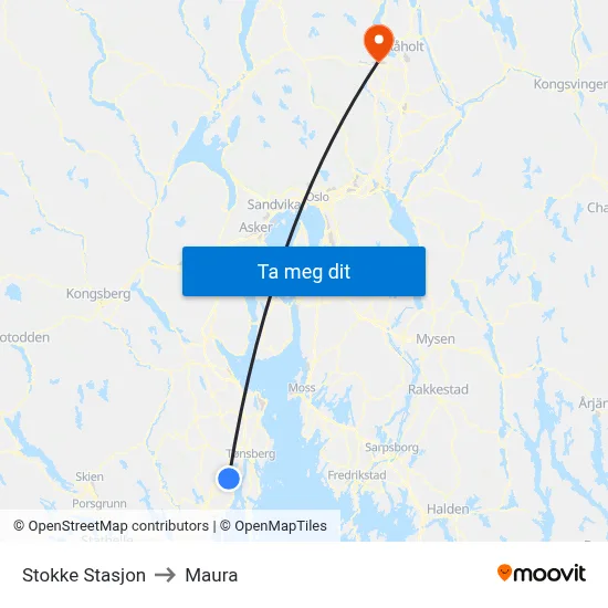 Stokke Stasjon to Maura map