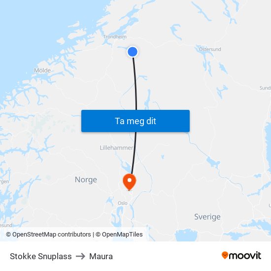 Stokke Snuplass to Maura map