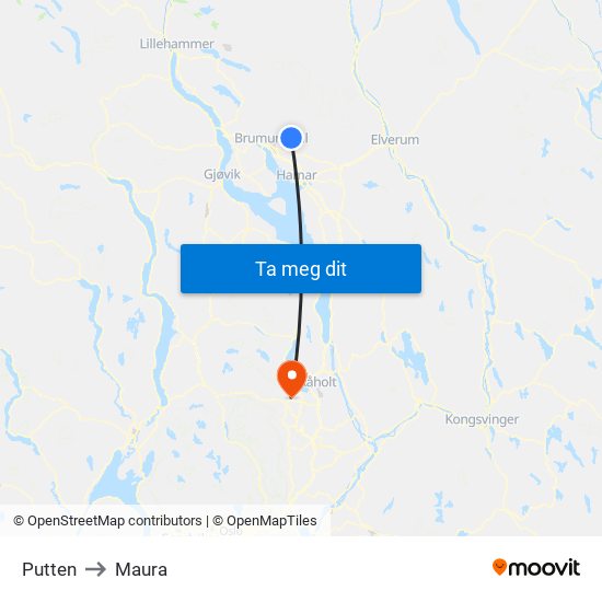 Putten to Maura map