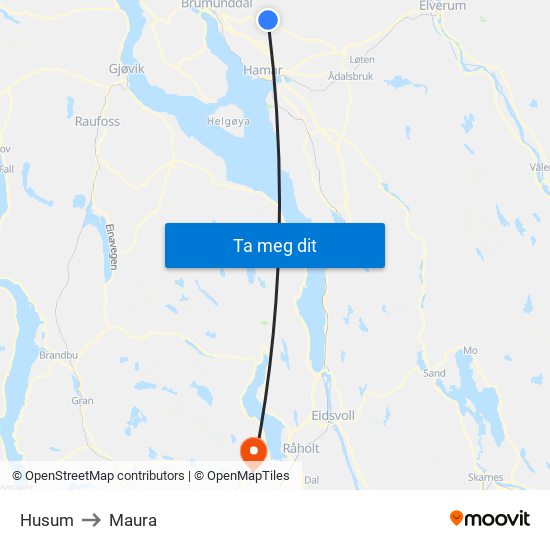 Husum to Maura map