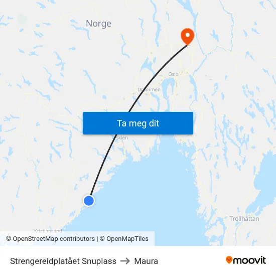 Strengereidplatået Snuplass to Maura map