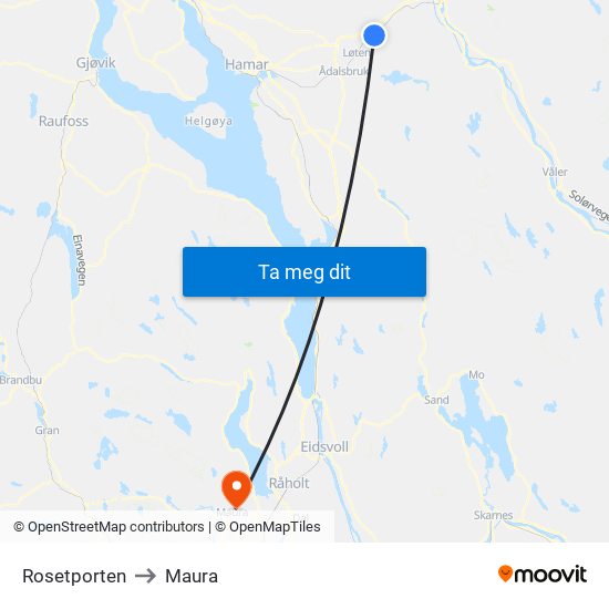 Rosetporten to Maura map
