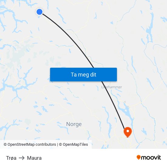 Trøa to Maura map