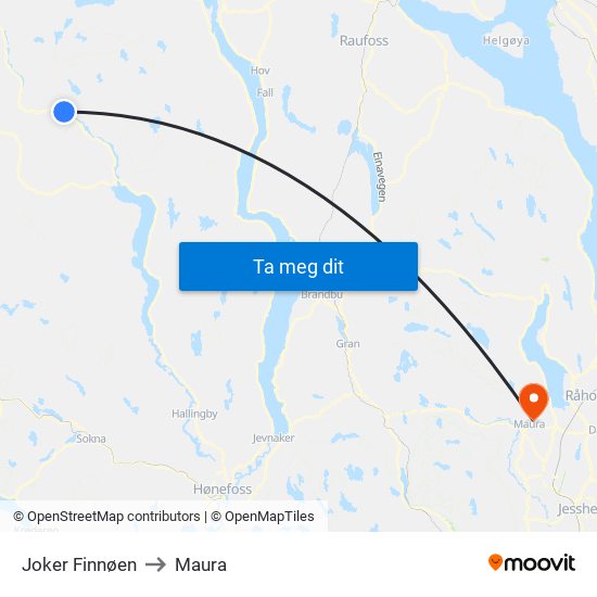 Joker Finnøen to Maura map