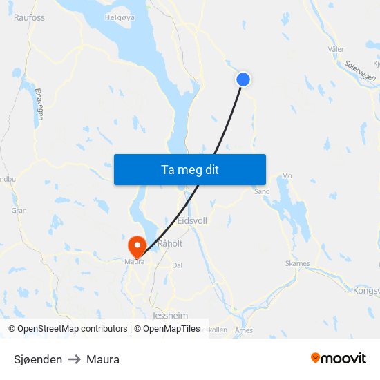 Sjøenden to Maura map