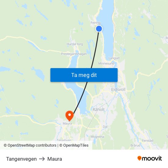 Tangenvegen to Maura map