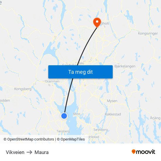 Vikveien to Maura map