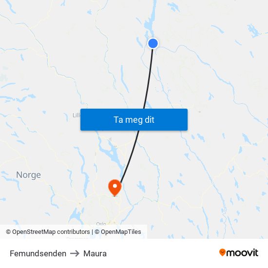 Femundsenden to Maura map