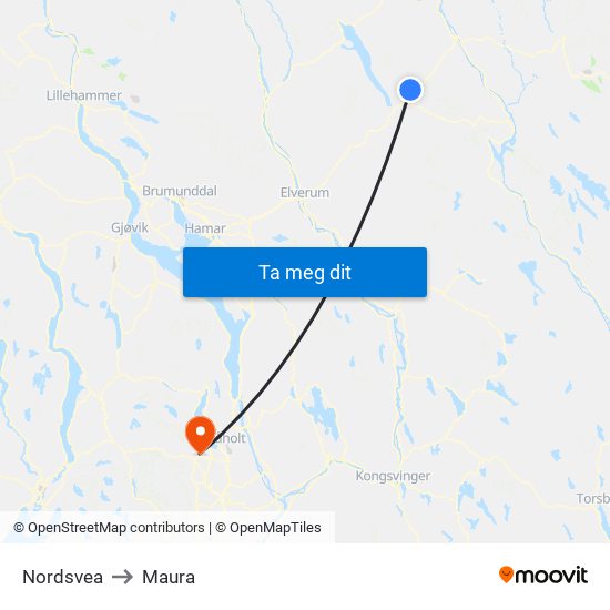 Nordsvea to Maura map