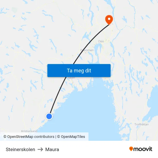 Steinerskolen to Maura map