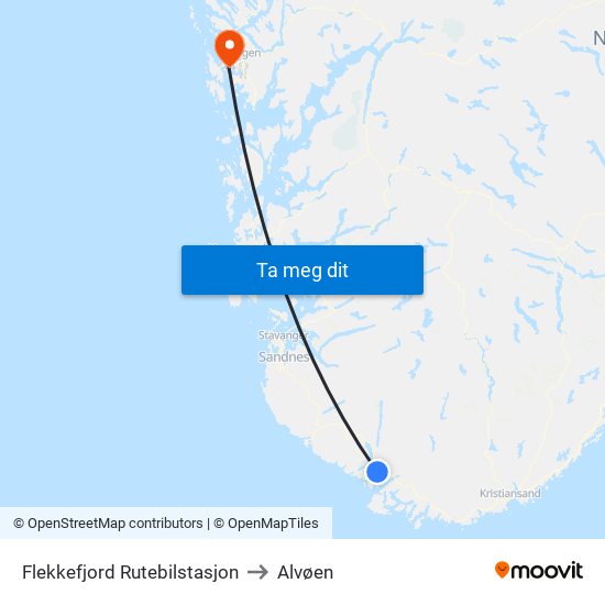 Flekkefjord Rutebilstasjon to Alvøen map