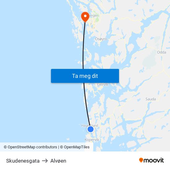 Skudenesgata to Alvøen map