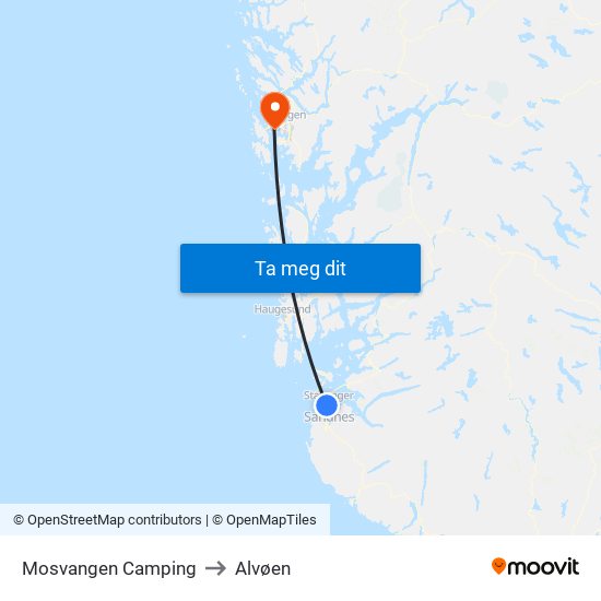 Mosvangen Camping to Alvøen map
