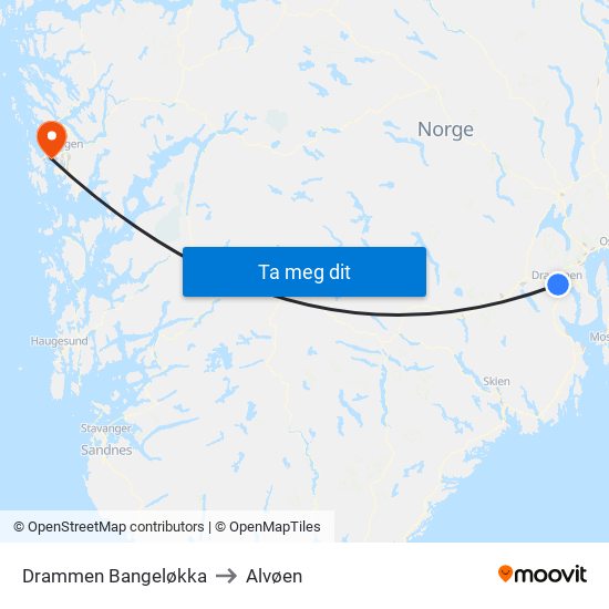 Drammen Bangeløkka to Alvøen map
