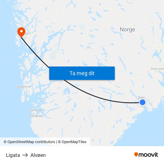 Ligata to Alvøen map