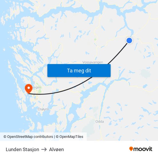 Lunden Stasjon to Alvøen map