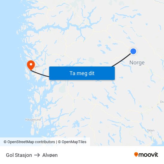 Gol Stasjon to Alvøen map