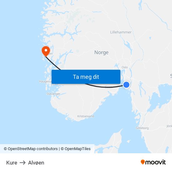 Kure to Alvøen map