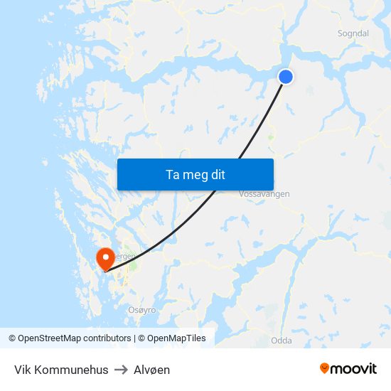 Vik Kommunehus to Alvøen map