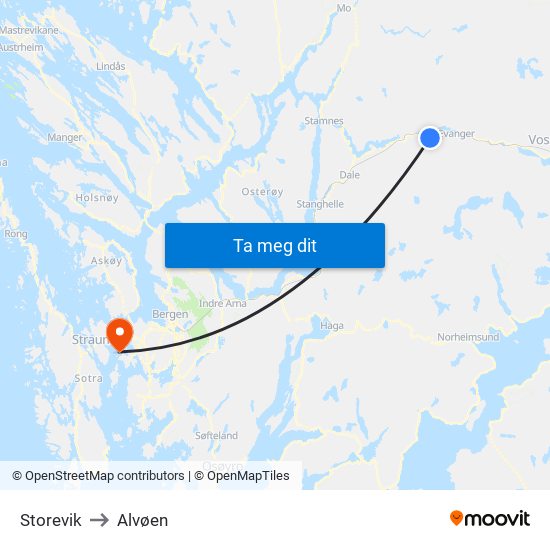 Storevik to Alvøen map