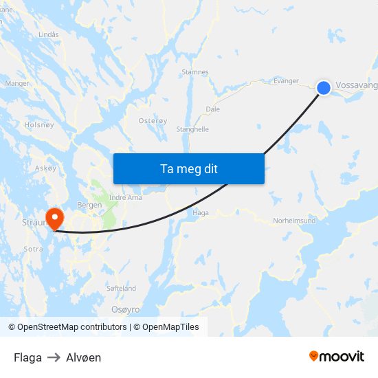 Flaga to Alvøen map