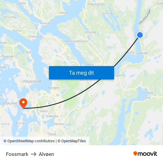 Fossmark to Alvøen map