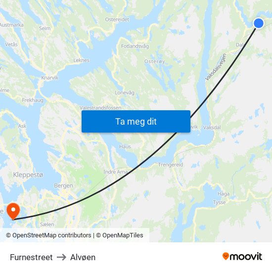 Furnestreet to Alvøen map