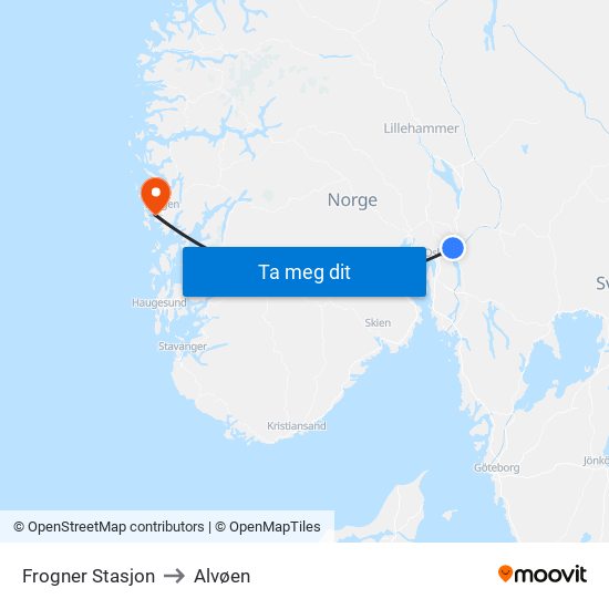 Frogner Stasjon to Alvøen map