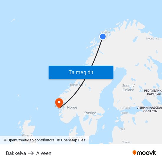 Bakkelva to Alvøen map