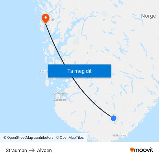 Strauman to Alvøen map