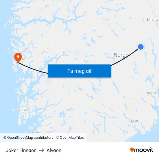 Joker Finnøen to Alvøen map