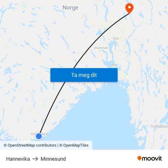 Hannevika to Minnesund map