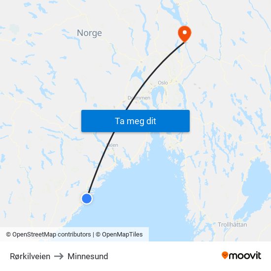 Rørkilveien to Minnesund map