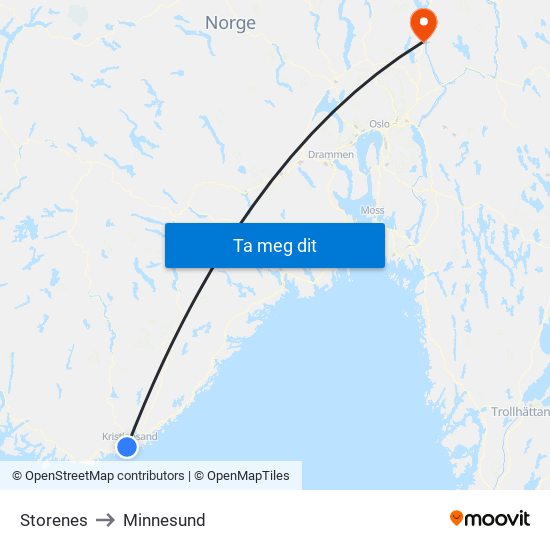 Storenes to Minnesund map