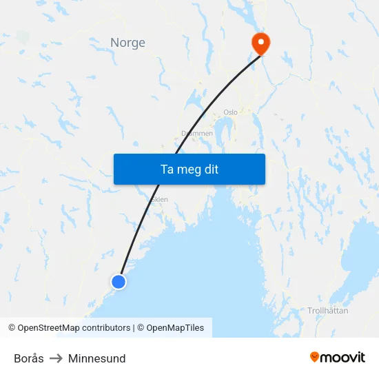 Borås to Minnesund map