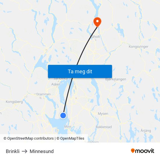 Brinkli to Minnesund map