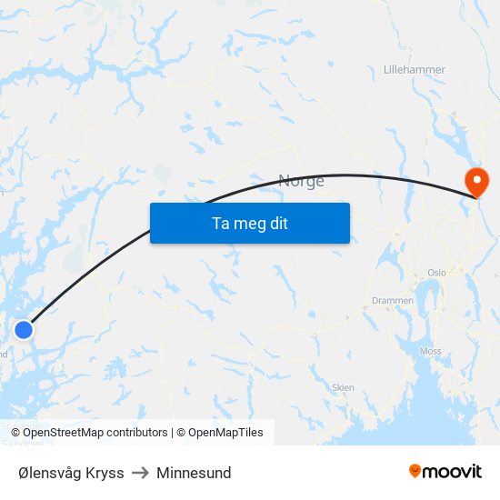 Ølensvåg Kryss to Minnesund map