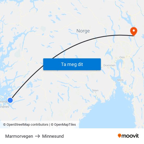 Marmorvegen to Minnesund map