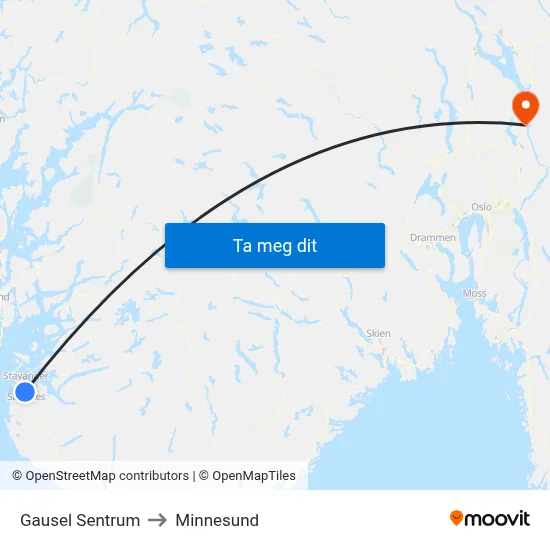 Gausel Sentrum to Minnesund map