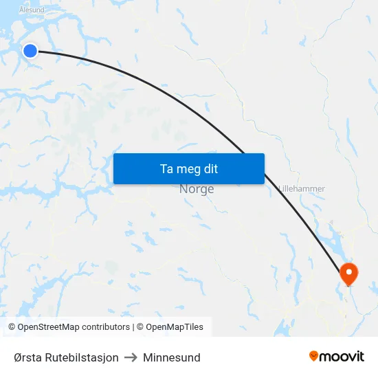 Ørsta Rutebilstasjon to Minnesund map